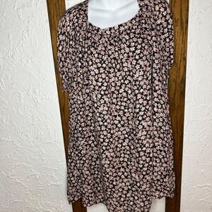 Vici Floral Blouse in Black and Pink